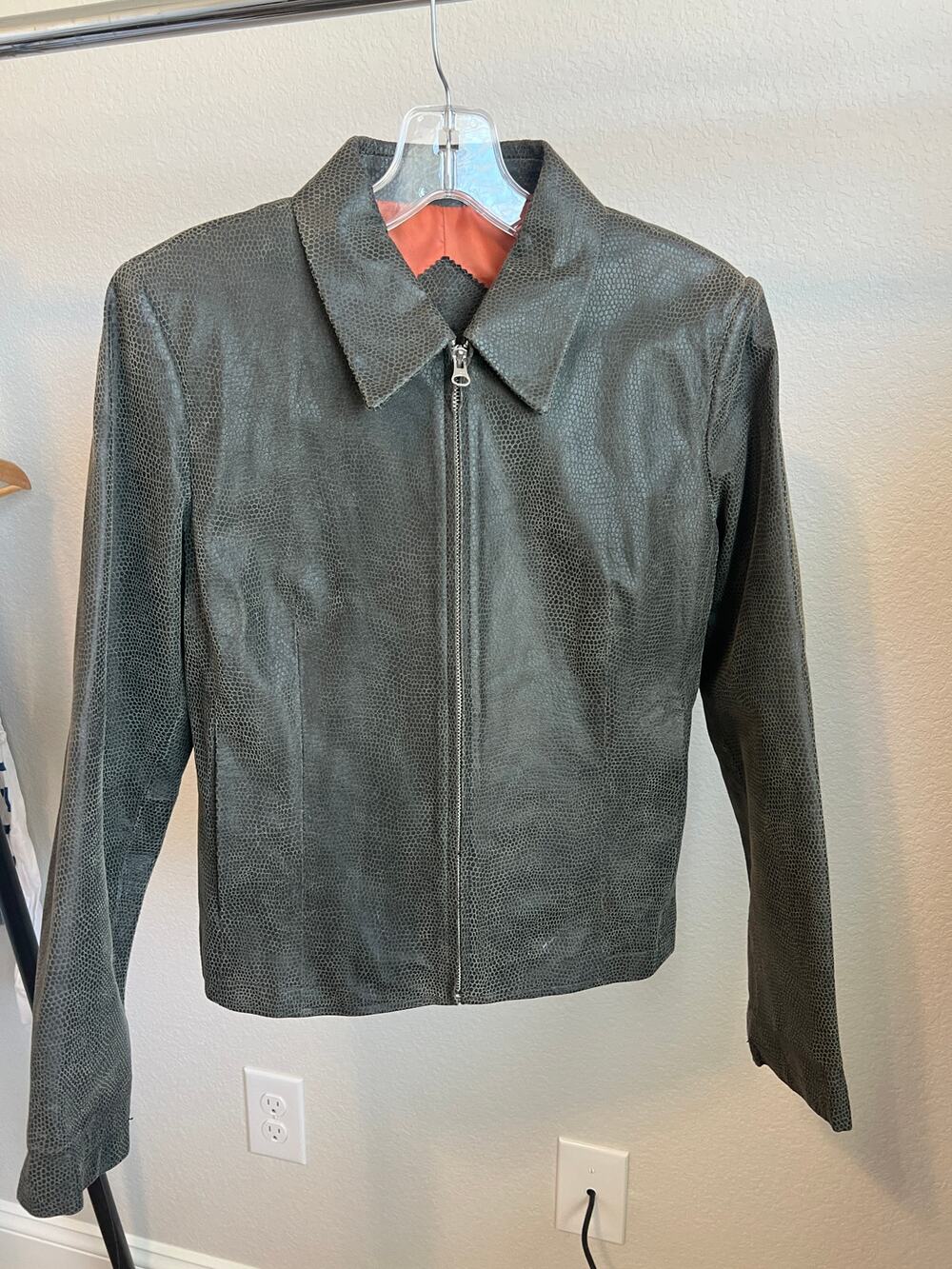 Copper Key leather jacket faux snakeskin pattern Size Small